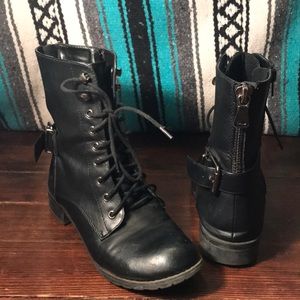 Black leather boots